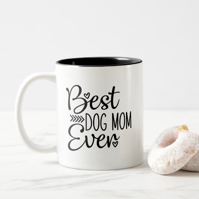 Beste Mama für Hunde Zweifarbige Tasse (Mit Donut)