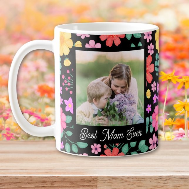 Beste Mama für jede lebendige Blumenfoto-Collage Kaffeetasse (Von Creator hochgeladen)