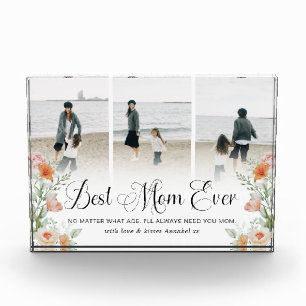 Beste Mama für jeden Blumenglas-Collage-Glasblock Fotoblock