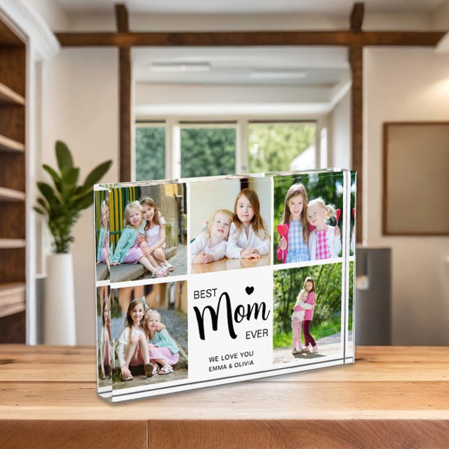 Beste Mama für jeden Tag Schwarz-weißes Foto (Best Mom Ever Mothers Day Black White Photo Block)