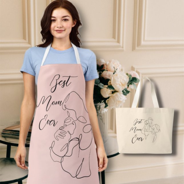 Beste Mama für jeden Trendy One Line mit Child Cla Schürze (Von Creator hochgeladen)