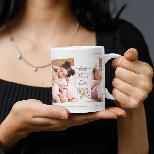 Beste Mama für jedes benutzerdefinierte 3 Foto - W Kaffeetasse (Best Mom Ever Wood Custom Photo Coffee Mug
)