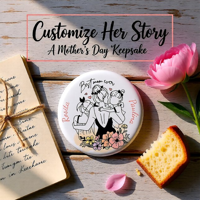 Beste Mama für Mama, Kinder und Blume Button (Best Mom Ever Floral Mother & Kids Love Button)