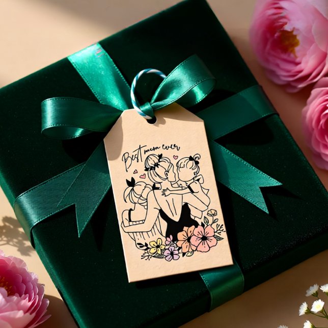 Beste Mama für Mama, Kinder und Blume Geschenkanhänger (Best Mom Ever Floral Mother and Children Gift Tags)