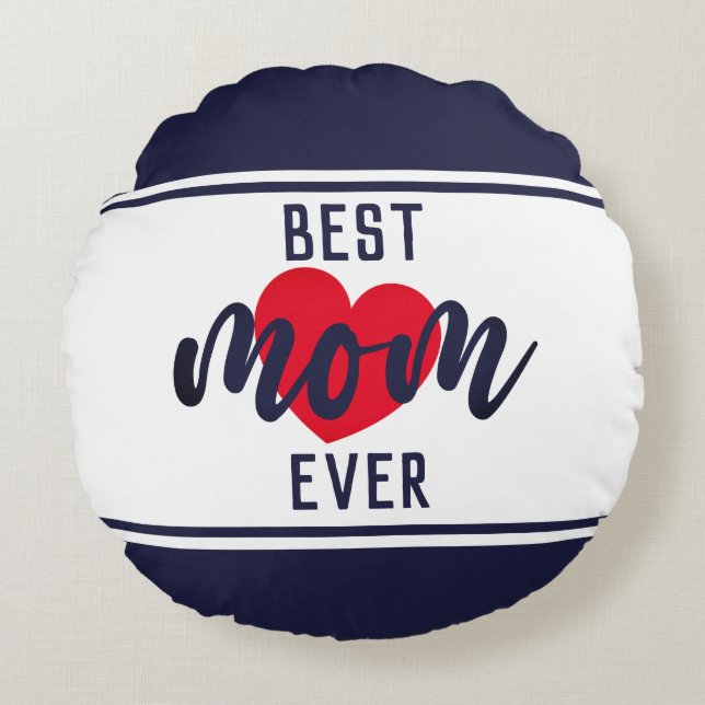 Beste Mama für niedlichen Text je mit Herz Rundes Kissen (Vorderseite)