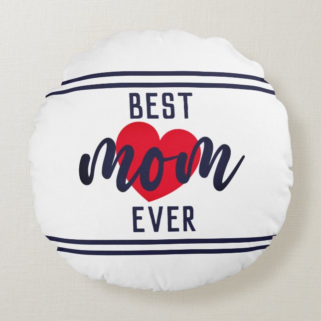 Beste Mama für niedlichen Text je mit Herz Rundes Kissen (Vorderseite)