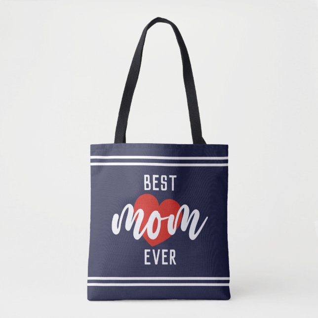 Beste Mama für niedlichen Text je mit Herz Tasche (Vorderseite)