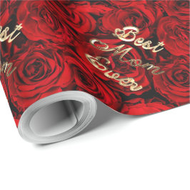 Beste Mama für Rote Rosen im Herzen Geschenkpapier
