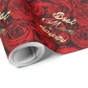 Beste Mama für Rote Rosen im Herzen Geschenkpapier