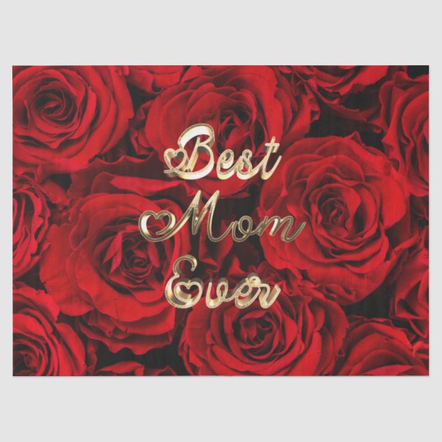 Beste Mama für Rote Rosen im Herzen Seidenpapier (Vorderseite)