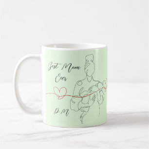 Beste Mama für trendy One Line Motherhood Heart Kaffeetasse