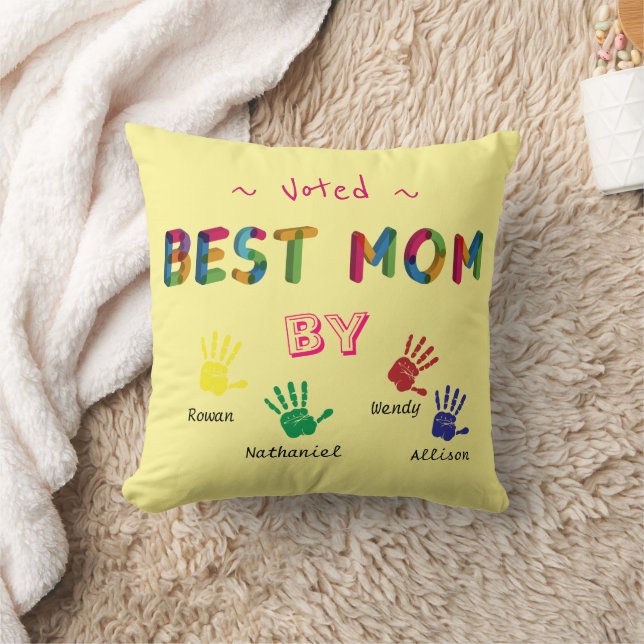 Beste Mama Handkunst für Gelbe Personalisierung Kissen (Decke)