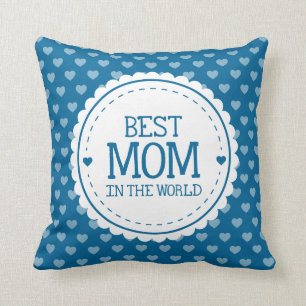 Beste Mama in den blauen, weißen Herzen und Zirke Kissen