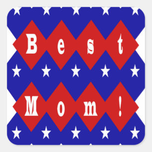 Beste Mama in der patentierten Diamantform Quadratischer Aufkleber