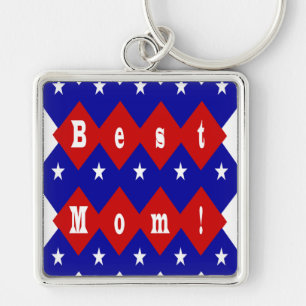 Beste Mama in patriotischer Diamantform Schlüsselanhänger