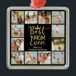 Beste Mama je 12 FotoCollage Ornament Aus Metall<br><div class="desc">Zeigen Sie Ihrer Mutter, wie sehr Sie sie mit dieser hübschen goldenen Beste Mama je Foto Collage mit Platz für 12 besondere Fotos Liebe. Große Typografie in Gold mit Krone und Herz. Fügen Sie Kindern Namen hinzu, um sie zu personalisieren. So ein wunderbarer Sake. Sehen Sie die Koordinierungsaufgaben in unserem...</div>