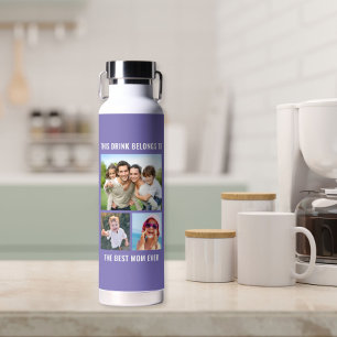 Beste Mama je 3 Foto Lila Trinkflasche