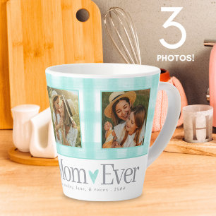Beste Mama je 3 Foto Mütter Tag Gingham Herz Milchtasse