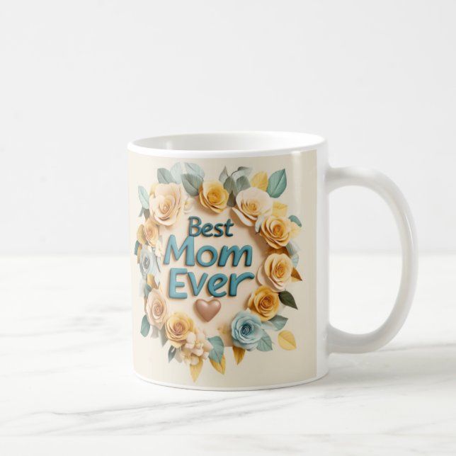 BESTE MAMA JE - 3D-Gelb und Grün Kaffeetasse (Rechts)