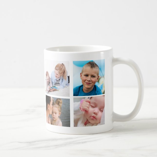 Beste Mama je 4 Foto Collage Anpassen von Fotos Kaffeetasse (Rechts)