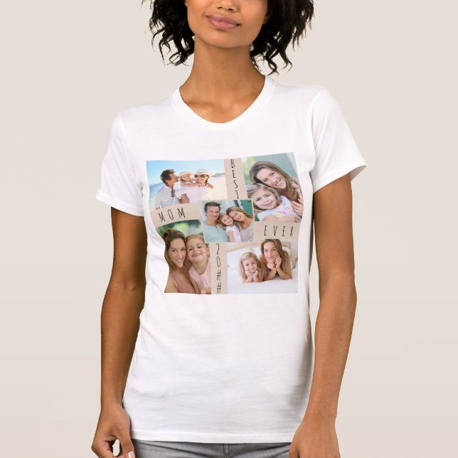 Beste Mama je 5-Bildfamilie Fotosammlung T-Shirt (Vorderseite)