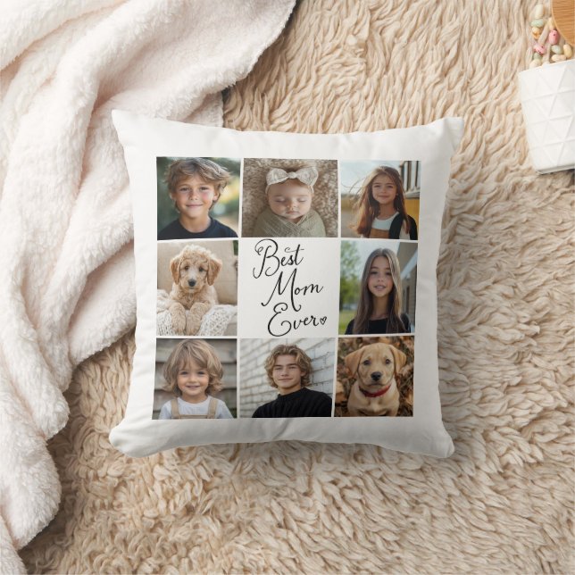 Beste Mama je 8 Foto Collage Throw Kissen (Decke)