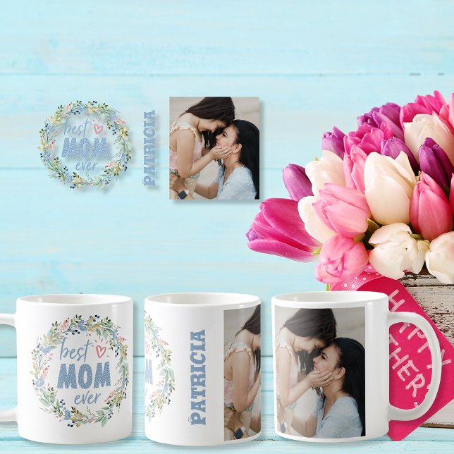 Beste Mama je anpassbarer Name und Foto Kaffeetasse (Best Mom ever customizable name and photo Coffee Mug)