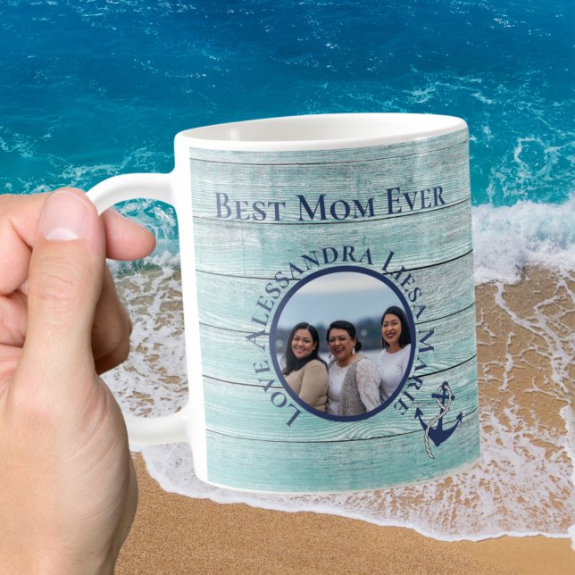 Beste Mama je Aquamariner Seeanker aus Holz Kaffeetasse (Von Creator hochgeladen)