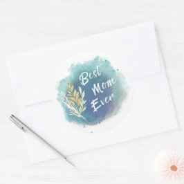 Beste Mama je Aquarellblau Rundkleber Runder Aufkleber
