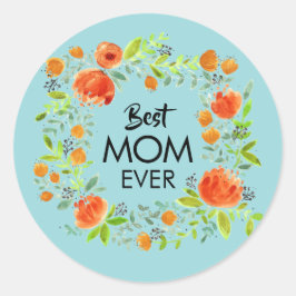 Beste Mama je Aquarellblumen-Aufkleber Runder Aufkleber