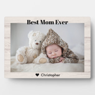 Beste Mama je benutzerdefinierter Foto Name Rustik Fotoplatte