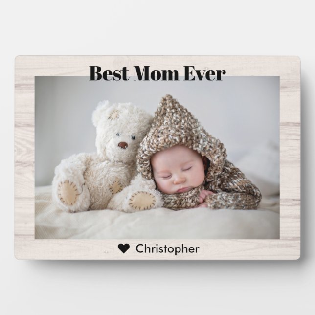 Beste Mama je benutzerdefinierter Foto Name Rustik Fotoplatte (Vorderseite)