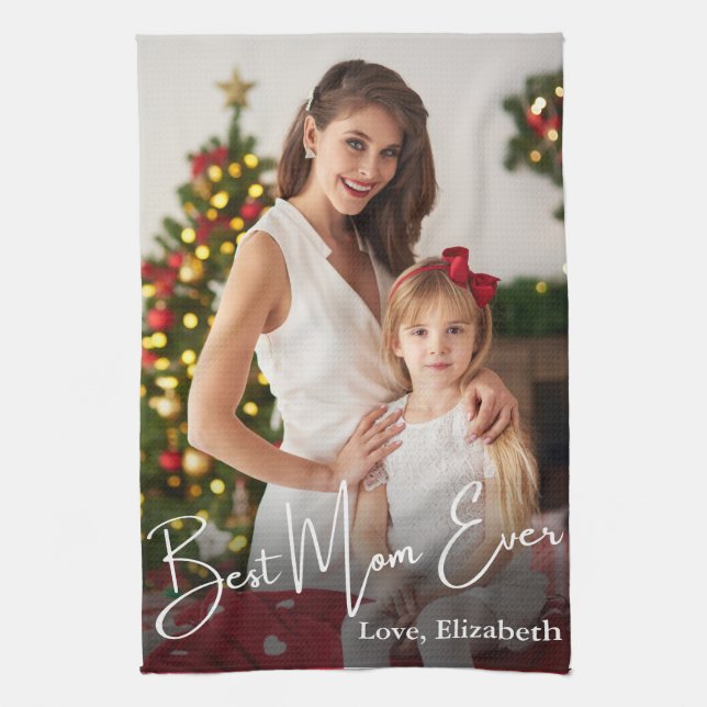 Beste Mama je benutzerdefiniertes Foto Geschirrtuch (Vertikal)