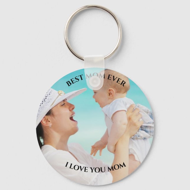 Beste Mama je benutzerdefiniertes Foto I Liebe Sie Schlüsselanhänger (Vorderseite)