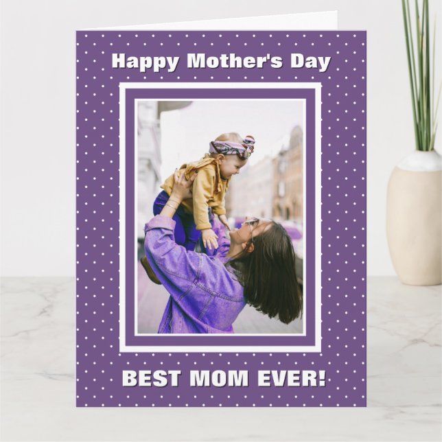 Beste Mama je benutzerdefiniertes Foto Lila Mutter Karte (Vorderseite)