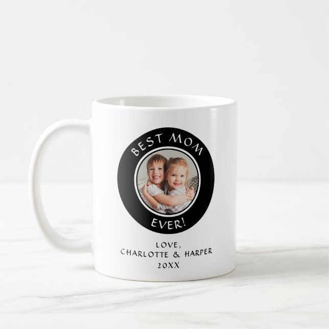 Beste Mama je benutzerdefiniertes Foto Moderne Mam Kaffeetasse (Links)