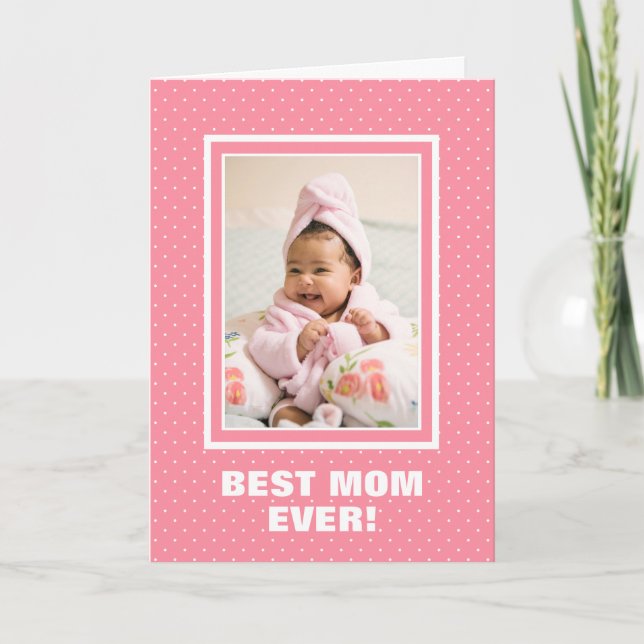 Beste Mama je benutzerdefiniertes Foto Rosa Mutter Karte (Vorderseite)
