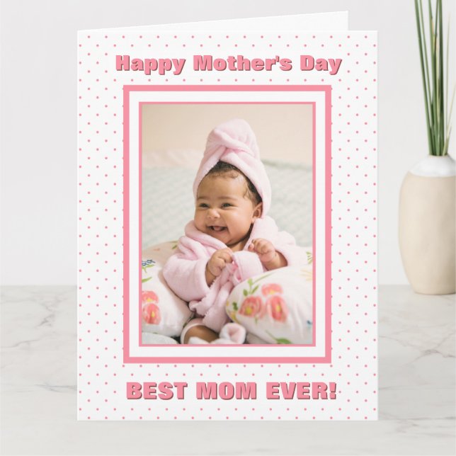Beste Mama je benutzerdefiniertes Foto Rosa Mutter Karte (Vorderseite)