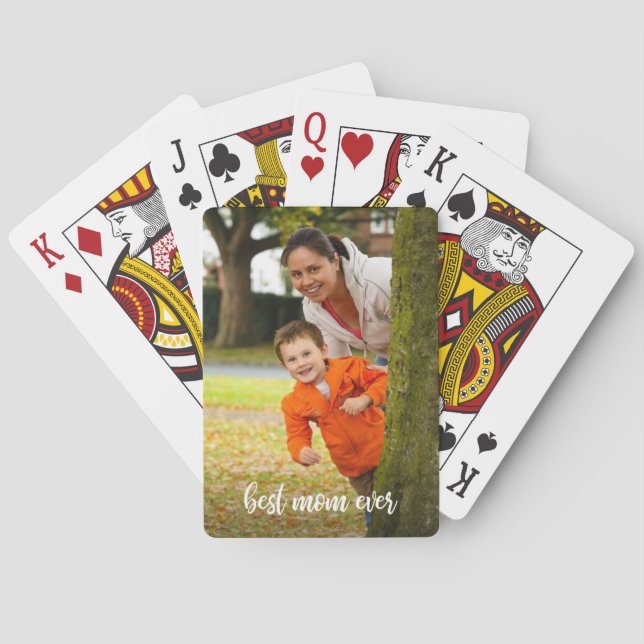 Beste Mama je benutzerdefiniertes Foto Weißes Skri Spielkarten (Rückseite)