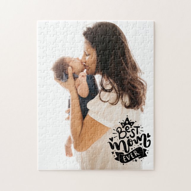 Beste Mama je Black Lettering Foto Mommy Day-Gesch (Vertikal)