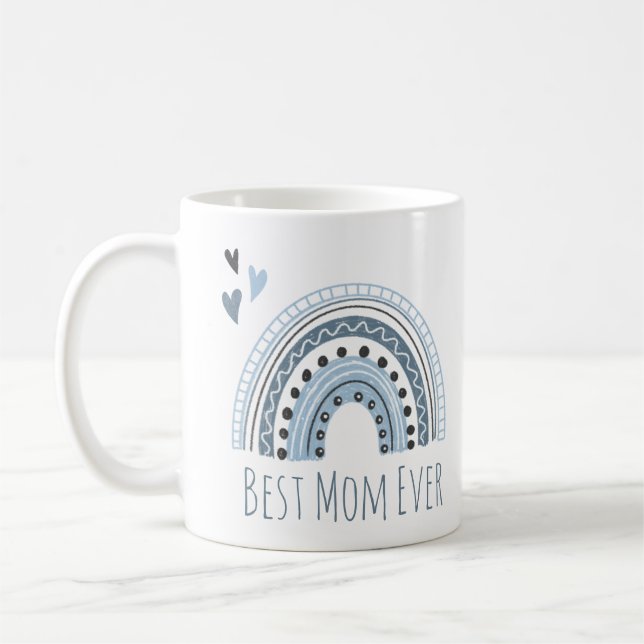 Beste Mama je Blauer Regenbogen Kaffeetasse (Links)