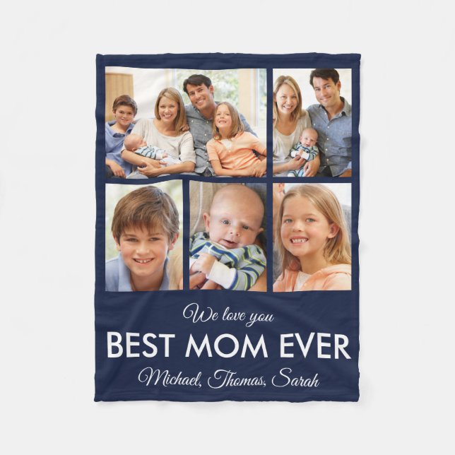 Beste Mama je Blue Mthers Day FotoCollage Fleecedecke (Vorderseite)