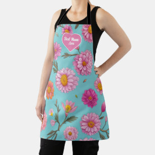 Beste Mama je blühende, weiße Gänse rosa Blume Schürze