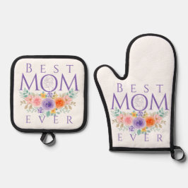 Beste Mama je Blume, Muttertagsangebot Ofenhandschuh & Topflappen-Set