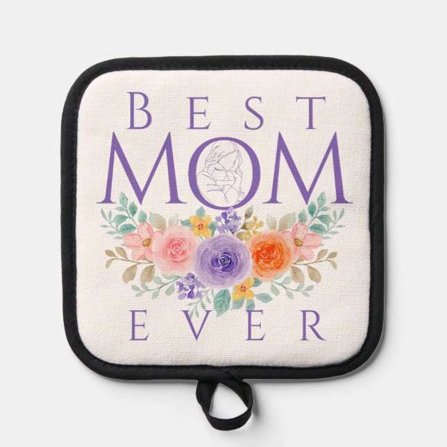 Beste Mama je Blume, Muttertagsangebot Topflappen (Vorderseite)