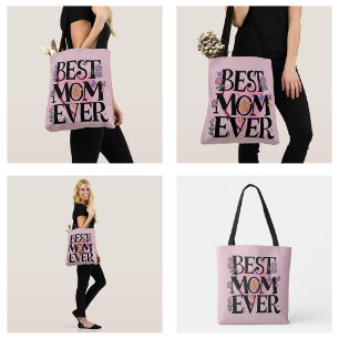 Beste Mama je Blume und rosa Herz Tasche