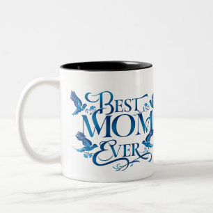Beste Mama je - Blumenmüttertag und Bluebird-Mutte Zweifarbige Tasse