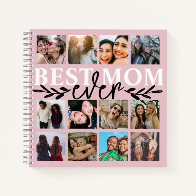 Beste Mama je blush Pink FotoCollage Notizbuch (Vorderseite)