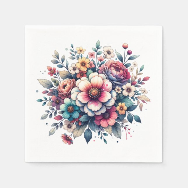 Beste Mama je Blütenfarbe Serviette (Vorderseite)