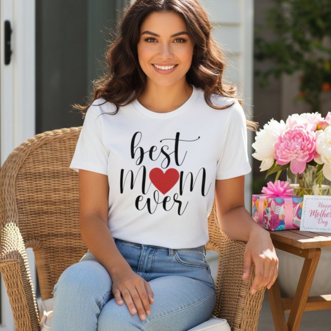 Beste Mama je dekoratives Skript mit Herz T-Shirt (Best Mom Ever Decorative Script with Heart T-Shirt)
